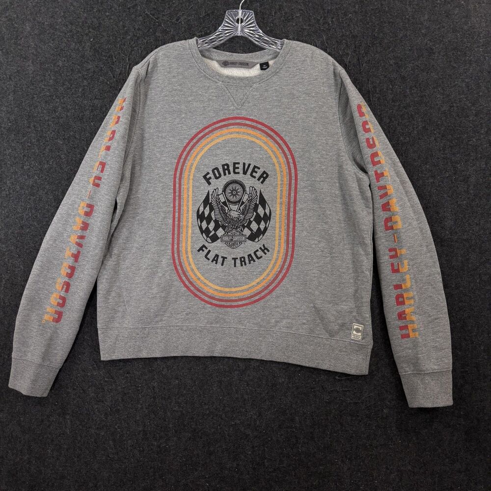 Harley-Davidson Sweatshirt Women's XXL Gray Forever Flat Track Graphic Fleece